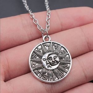 Sun moon zodiac necklace pendant 925